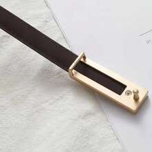 1pc Women's Retro-Style Thin Brown Belt Features A Square Buckle Design, Enhancing A Woman's Confidence. It Can Be Paired With Dresses, Shirts, And Suit Pants, Making It Suitable For All Seasons, Daily Commutes, Travel, Dates, Parties, Sports, And Occasions Such As Christmas. - Coffee - View 10