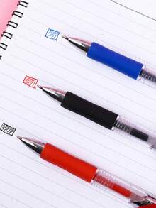 6支装黑色、红色、蓝色墨水圆珠笔/凝胶笔，速干墨水，按压式凝胶墨水笔 - 彩色 - 查看 7