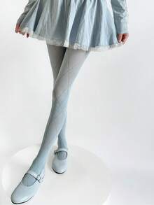 1双镂空菱形图案连裤袜，弹性百搭透明秋季连裤袜 - 彩色 - 查看 16