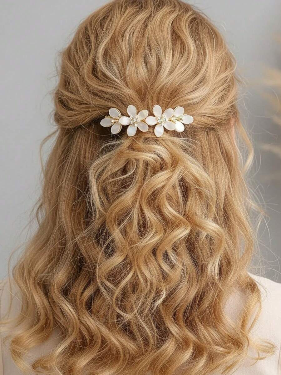 1pc Korean Oversized Bow Hairclip With Rhinestone & Cat Eye Stone, Crystal Hair Claw Clip, Claw Clips, Hair Slide, Hair Barrettes, Head Accessories, Hair Accessories For Women