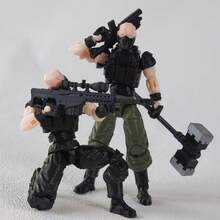 13件套创意3D打印可动人偶玩具，特种部队士兵人偶模型，多关节可动，配有武器，幸运娃娃减压组装收藏玩具模型 - 彩色 - 查看 6