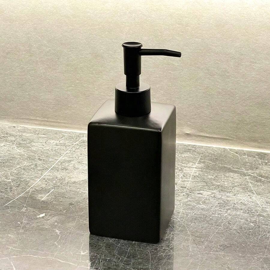 Đồ dùng sắp xếp và lưu trữ phòng tắm, Bình đựng xà phòng bằng gốm đen mờ sang trọng tối giản, Chai đựng sữa tắm, dầu gội có thể tái sử dụng, Hộp đựng đồ dùng trên mặt bàn trang điểm phòng tắm, Sử dụng trong khách sạn/gia đình, Chai đựng xà phòng lỏng có thể tái sử dụng