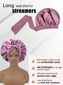 Silk Fabric Sleeping Cap, Adjustable Drawstring, Suitable For Women With Natural Curly Hair Hair Sleep Cap Sleep Bonnet - Multicolor (1pc) - View 10