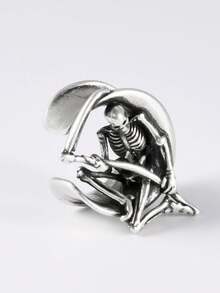 1件铜骷髅镰刀耳扩 U型骷髅耳塞扩耳器耳扩隧道穿刺饰品 8毫米-25毫米