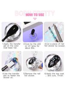 BORN PRETTY 10ml 转印箔凝胶指甲油贴纸指甲胶水可卸UV打印凝胶美甲沙龙美甲使用 - 無色 - 查看 5