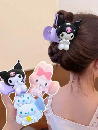  3pcs/Set Sanrio Cinnamoroll, Kuromi, My Melody Cute Claw Hair Clips, Large Hair Claw Barrettes