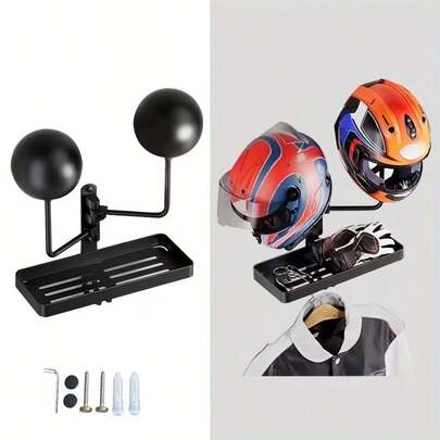1PC Motorcycle Helmet Holder Stand Display Rack Practical With Hook Helmet Hanger Rack For Football Volleyball Hats Caps Jacket Caps, Jackets, Space Saving