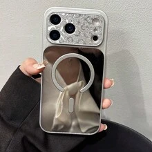 闪亮钻石镜面手机壳，兼容无线充电 - 銀色 - 查看 1