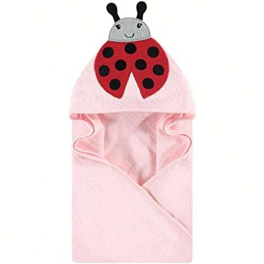 Hudson Baby - Toalla Unisex de algodón con Capucha para bebé, Color , Talla única(Rosado Mariquita Una talla) - Multicolor - Ver 1