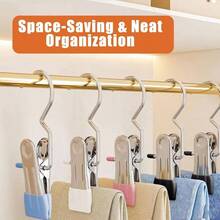 Space - Saving Clothes and Hat Storage Hook, Anti Rust Clips Clothes, Heavy Duty Metal Hook Clips with Non - Slip Grip Closet, Laundry, Boots, Socks, Towels, Travel Use A - Black, 20 PCS - A-Negro + 20 piezas - Ver 3