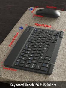 适用于 iPad 5/6/7/8/9/10、Pro 11、Air 1/2/3/4/5/6 的无线键盘鼠标套装，包含可拆卸无线键盘（150mAh 电池）和带笔槽的保护套 - 黑色 - Black Keyboard+Case+Mouse Set - 查看 9