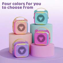 This Portable Mini Karaoke Machine Includes Two Microphones And One Player, With Loud And Clear Sound Quality, And Comes With Four Colorful LED Lighting Effects. It Supports Bluetooth Connection And TF Card Playback, Making It An Ideal Choice For Home Gatherings, In-Car Entertainment, And Christmas Celebrations. - Multicolor - View 6