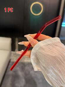 6/4/2/1 pièce Coffret cadeau de pailles en verre réutilisables rouges pour elle, pailles à boire réutilisables élégantes avec brosse, cadeaux mignons pour la Saint-Valentin - Cadeau parfait pour la Saint-Valentin pour les femmes, l'épouse, la petite amie, accessoires de tasse esthétiques mignons pour smoothie, boba, vin - Transparent - Voir 11