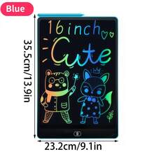 Tableta LCD para dibujo y escritura de 16 pulgadas para niños, color rosa/azul/negro - Lápiz óptico para volver a la escuela, pizarra educativa - Multicolor - Ver 10
