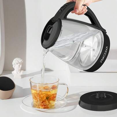PANCERKA 1.8L Electric Kettle, 1500W, Wide Mouth Design For Easy Cleaning, Auto Shut-Off & Boil-Dry Protection, Borosilicate Glass Material