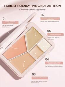 FEOTZNW Palet Concealer 5 Warna - Cakupan Penuh untuk Bintik Hitam, Bekas Jerawat, Tato, dan Lingkaran Hitam di Bawah Mata, Mencerahkan dan Memperbaiki Warna Kulit | Set Hadiah Natal dan Hari Valentine yang Sempurna - nomor 02 - View 4
