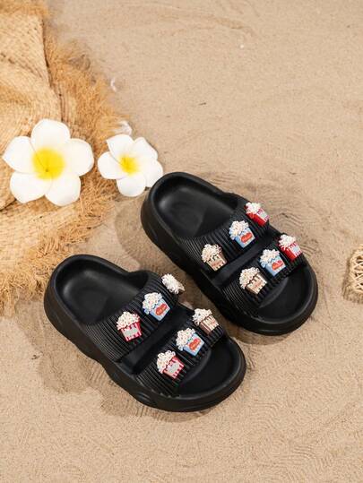 1双儿童/幼儿可爱镂空舒适时尚夏季沙滩度假休闲EVA防水防滑室内/室外拖鞋