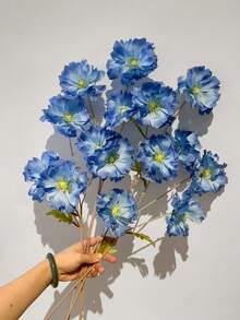 1pc Artificial 3-Head Water Lily Fake Flower, Suitable For Living Room Tabletop Decor, Gift For Ladies, Mothers, Friends, Floral Enthusiasts, DIY Decoration, Bedroom Decor, Wedding Decor, Bridal Bouquet, Artificial Flower - Blue - View 5