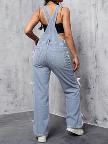 Women's Y2K Fashionable Slim Fit Casual Denim Overalls, Paired With Sexy Backless, Pink Bow Tie,Cocktail Party, Party, Christmas, Nightclub, Banquet, Film Festival, Cinema, Dance Party, Cocktail Party, Bar, Wedding, Graduation Ceremony, Back-To-School, Birthday Party, Rebellious Girl, Festival-Themed Party, Outwear, Street Fashion, Fashion Show, Date, Valentine's Day, Going Out To Work At University, School, Village, Concert, Street Girl, Young Girl, Country Outfits For Women, Best Outwear For Women, Women's Vacation Clothing, Country Concert Outfit, Country Outfits For Women, Streetwear, Concert Outfit For Women, Boho Women's Clothing, Country Concert Outfit, Concert Outfits, Vaquera Outfit, Y2K Clothes, Women's Club Outfits, Y2K Women's Clothes, Women's Clothing, Country Concert Outfit For Women - 淺藍色 - 查看 4