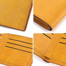 "Dibaoleiou Yellow Distressed Faux Leather Bifold Wallet - Spacious Card & Cash Storage" - 深綠色 - 查看 5