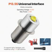 LED Flashlight Bulbs, P13.5S 4-12 Volt, 230LM Flashlight Conversion Replacement Kit, Longer Life And Brighter White Maglight LED Bulbs For 3-16 Cell C/D Flashlights, Headlights,Lamp, Torch - 2 件裝 - 查看 3