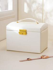 Extra Large Jewelry Box For Women, Elegant PU Leather Jewelry Case In White Black, 6-Tier Design With 5 Spacious Drawers, Ample Storage Capacity For All Your Precious Accessories, Includes Stylish Mirror, Perfect Jewelry Storage Organizer For Birthdays, Anniversaries, And Special Occasions, Ideal Gift For Fashion-Forward Individuals And Watch Enthusiasts, Keep Your Treasures Organized And Easily Accessible, A Must-Have For Every Jewelry Lover - Multicolor - View 4