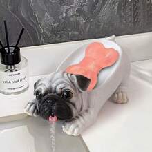 Cute Pug Dog Shaped Soap Dish, Bathroom Sink Organizer Tray, Non-Slip Draining Soap Holder - Multicolor - View 2