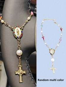 Rosario de espejo retrovisor de coche universal (con colgante) y adorno colgante de espejo retrovisor de ojo malvado en forma de cruz, medalla de metal y colgante en forma de cruz para espejo retrovisor de coche, pulsera de cruz, pulsera de la Virgen María, pulsera de oración de - Adecuado para coches, motocicletas, bicicletas y camiones (se puede instalar en el espejo retrovisor o en el manillar), decoración portátil, oración por la paz y las bendiciones, regalo ideal para cumpleaños, primera comunión, - Multicolor - Ver 13