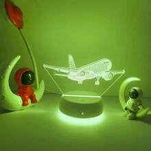 1 قطعة ضوء ليلي زخرفي بتأثير بصري ثلاثي الأبعاد بشكل طائرة، خيارات 7 ألوان، مفتاح لمس، قاعدة بيضاء، مصباح مكتبي/سرير صغير، هدية رائعة للأصدقاء