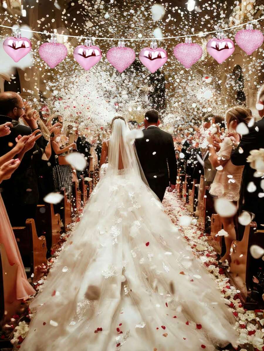 6 Stück romantische Valentinstag Herz Dekor Hängeornamente, süße Liebessprüche dekorative Akzente; Braut Hochzeitsfeier Deckendekorationen, Party Planungsartikel, Date Night & Jahrestags Paar Geschenke, romantische Herz Hängedekoration, Atmosphäre schaffende Artikel - Pink - Übersicht 1