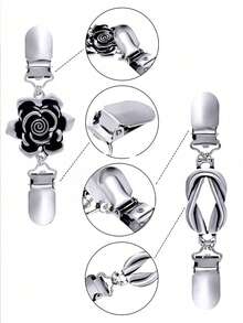 1/4 件时尚复古毛衣披肩夹 - 复古开领和衬衫胸针夹，打造经典外观，防走光领夹围巾防领鸭嘴夹情人节 - 銀色 - 查看 5