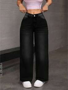 Women's Straight Leg Casual Jeans,Pantalón Jean Mujer,Women Clothes,Jeans Para Mujer,Pantalones De Mujer Jean,Ropa De Mujer,Tall Jeans Women,Y2k Clothes,Going Out Outfits,Holiday Outfits For Women,Vacation Outfits Women,Club Outfits For Women,New Years Outfit Women,Holiday Outfits For Women,Valentine's Day - 灰色 - 查看 2