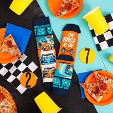 Calcetines Divertidos Lavley Para Hombres - Regalos Novedosos Para Fanáticos del Deporte, Golf, Pickleball, Levantamiento de Pesas, Carreras y Más - No molestar, la carrera está encendida - Ver 3