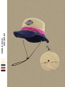 1顶撞色可折叠收纳渔夫帽，女士户外徒步遮阳帽，男士双面渔夫帽，夏季徒步防水速干帽，西部牛仔钓鱼帽