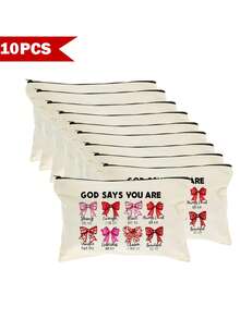 Sac organisateur de maquillage style Y2K avec nœud papillon, trousse de toilette de voyage portable, sac multifonctionnel, porte-pinceaux, étui à crayons, ensemble cadeau de fête, sac à fermeture éclair pour rouge à lèvres, pinceaux, téléphone, porte-monnaie, convient pour la maison, les voyages, la plage, la piscine, les fêtes, l'école - Beige - Voir 39