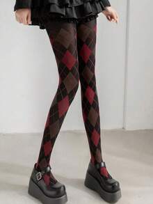 Quần tất kẻ caro, kẻ sọc, xanh lá cây, đỏ, quần legging nylon họa tiết hình thoi, quần legging kẻ ô vuông, quần yoga co giãn cao, thoáng khí, thoải mái, kiểu dáng thoải mái dành cho nữ. - Nhiều màu - Xem 7