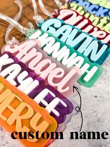 Personalized Acrylic Name Keychain: Customized Backpack Pendant For Kids - Multicolor - View 1
