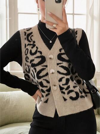 Yuwenier Cárdigan casual simple de cuello en V, de manga larga con botones al frente, chaleco de punto para mujer, top de salida de otoño