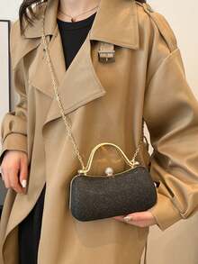 Niche Temperament Box Bag, Autumn And Winter New Fashion Chain Banquet Bag, Sparkling Diamond Women's Shoulder Crossbody Bag, Fashionable Women's Gold Chain Shoulder Bag, Evening Dress Bag, Women's Handbag, Women's Luxury, Women's Style New Fashion Handheld Handbag, Small Square Diagonal Cross Shoulder Party Bag, Polyester Leather - Multicolor - View 2