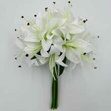 1 Bouquet Artificial Lily, Elegant Beautiful Fashion Vivid Fake Lily Bouquet, Suitable For Wedding Decor, Bridal Bouquet, Available In White, Blue, Pink, Champagne And More Colors, Ideal Gift For Christmas, Thanksgiving, Mother's Day, Halloween, Valentine's Day, Graduation - Multicolor - View 7