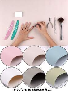 1pc Large Waterproof Foldable Manicure Desk Mat, 6 Color Options, Leather Material, Nail Salon Cleaning Mat, Suitable For Nail Salon And Home Use, Beauty Work Area Nail Care DIY - Multicolor - View 2