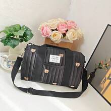 2026 New Rainbow Large Capacity Teddy Bear & Olive Embroidery Maternity Bag, Lightweight Tote Diaper Bag