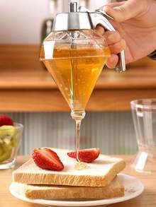 [With Base Anti-Leakage] Honey Dispenser Bottle, Glass Honey Jar With Funnel-Style Crystal Jar, Base Included, Syrup & Juice Dispenser For Home, Pump-Style Dispenser
