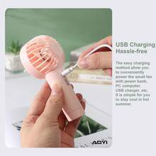 AOYI Mini Portable Handheld Fan, Rechargeable Personal Eyelash Drying Fan, 500mAh Battery 3 Adjustable Speed, Beach Accessories, Small Cooling Hand Fan For Vacation, Commute, Women Makeup, Office, Outdoor, Summer Essentials
