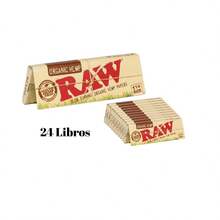 Set 24 libritos Raw Organic Hemp 1 1/4, 12 libritos de 50 sabanas de papel de liar por librito, combustión lenta, original - Caqui - Ver 2