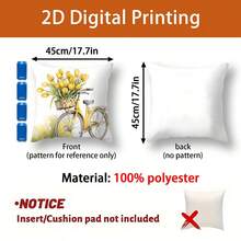 4 Packs Orange Vintage Flower Pattern Throw Pillow Covers - 17.7*17.7 Inches, 2D Digital Single-Side Printing, Machine Washable With Zipper, Decorative Throw Cushion Cases, Suitable For Living Room, Couch & Bed (No Inserts) - Multicolor - View 3