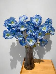1pc Artificial 3-Head Water Lily Fake Flower, Suitable For Living Room Tabletop Decor, Gift For Ladies, Mothers, Friends, Floral Enthusiasts, DIY Decoration, Bedroom Decor, Wedding Decor, Bridal Bouquet, Artificial Flower - Blue - View 6