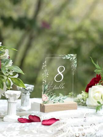 1pc Transparent PVC Erasable Desk Number Plate, DIY Handwritten Desk Decoration Plate, Suitable For Valentine's Day, Wedding, Party, Holiday Celebration Desk Decor And Signage