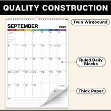 Dunwell 2026 Large Wall Calendar 12x17, Blue, Big Grid 12 X 17 Hanging Monthly Calendar With Large Daily Blocks, Premium Paper, Jan–Dec 2026 - Blue - View 7