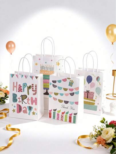 Happy Birthday Cake Design Gift Packaging Paper Bag, Suitable For Giving Gifts To Friends, Casual Gifts, Paper Gift Bag